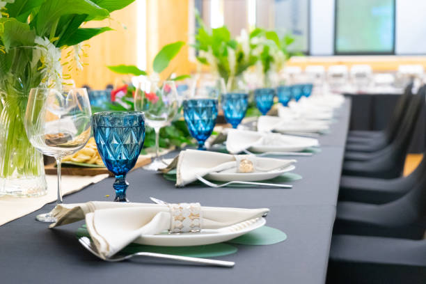 Sophisticated corporate event with dramatic staging